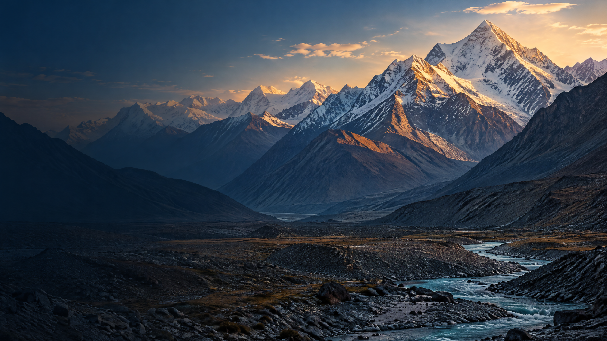 Sunrise light over the rugged Pamir Mountains of Tajikistan